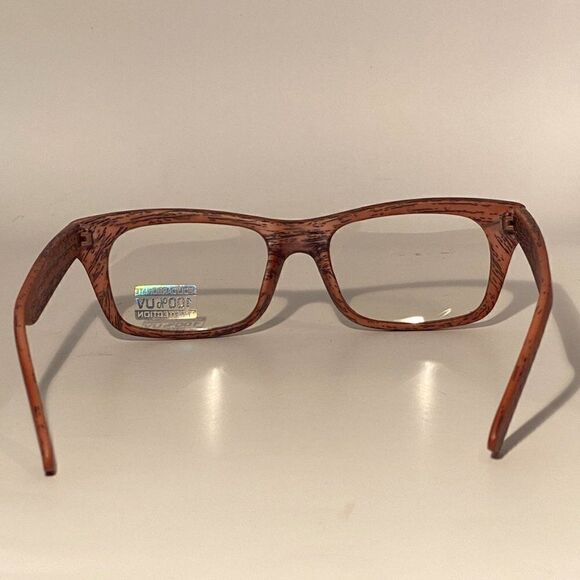 08-7 Clear Eyeglasses with UV400 Protection Wood Grain Print NWT main image 8